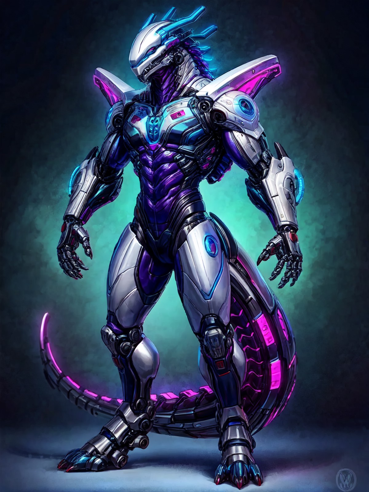 biomechanical style handsome furry anthro man, manly, lean body, (solo), portrait, full body, . blend of organic and mecha...